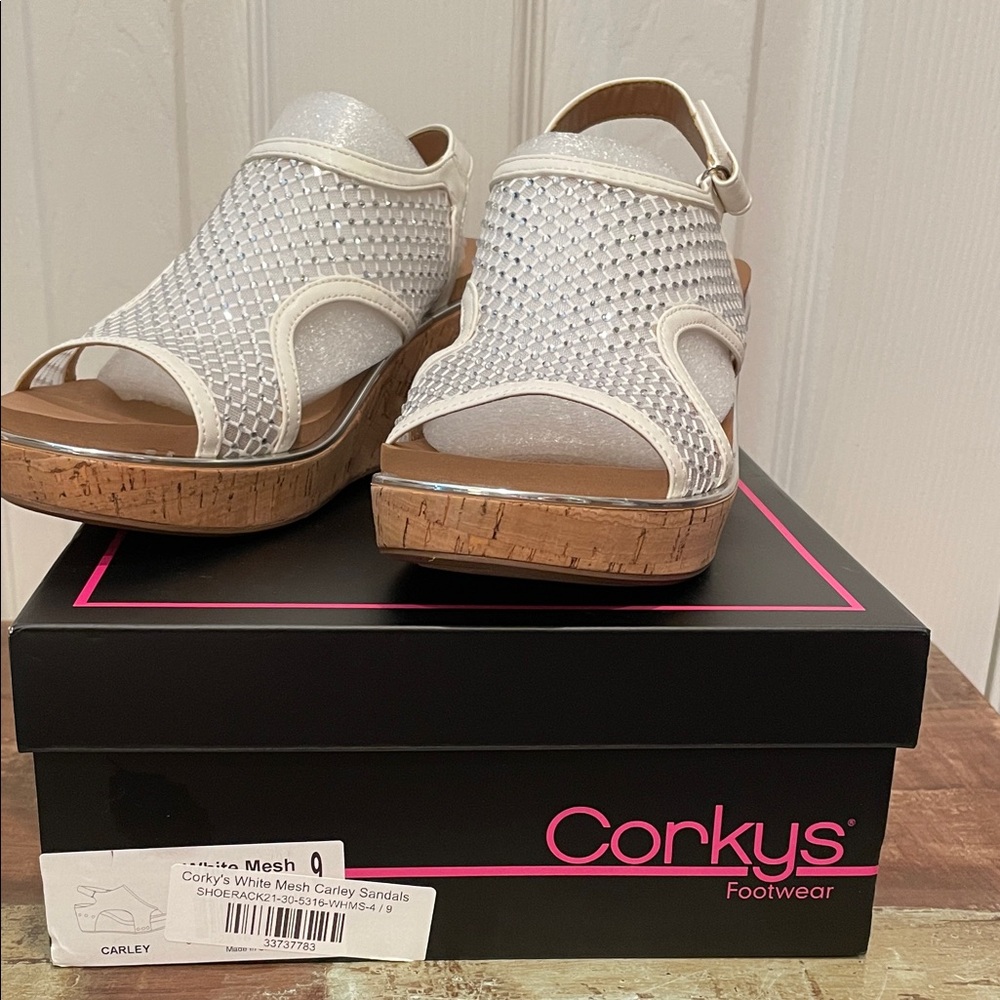 Corkys White Mesh Sandals